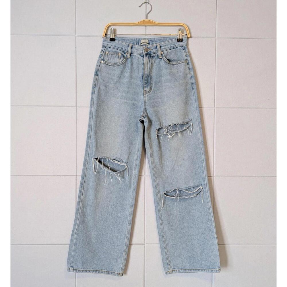 Neukkimpyo light wash wide leg distressed jeans – Made in Korea